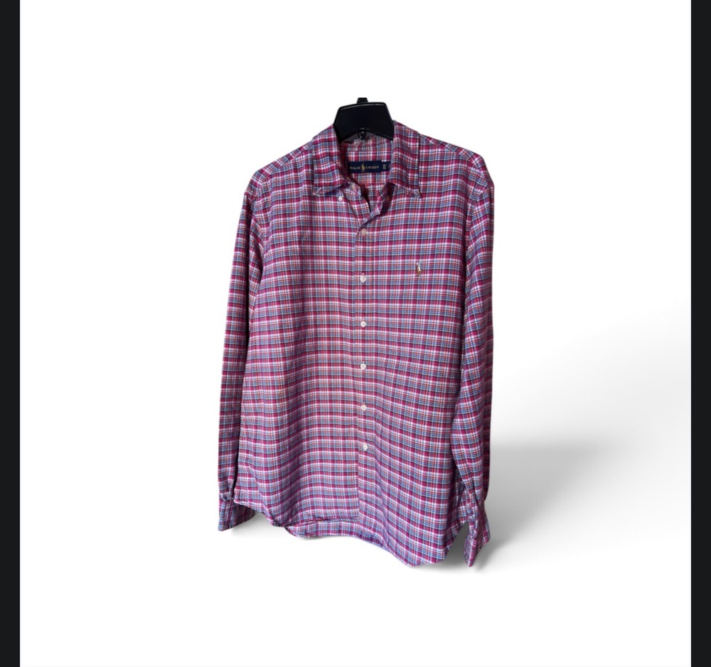 Ralph Lauren Men's Button-Up Shirt Multi Pink Blue Plaid Size XL Long Sleeve